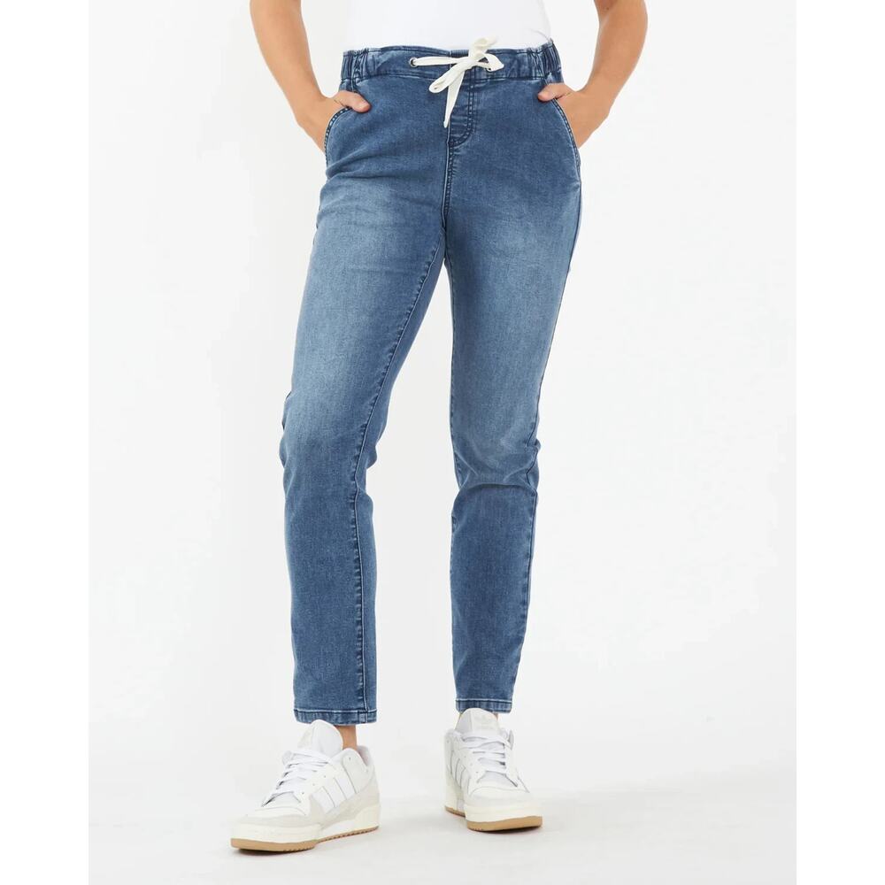Ripe Denim Jogger Jeans Womens size L Slim Blue Elastic Drawstring Waist Pull-on
